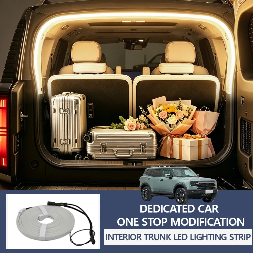 ruban led blanc coffre voiture éclairage ambiance decoration intérieure moderne fixations