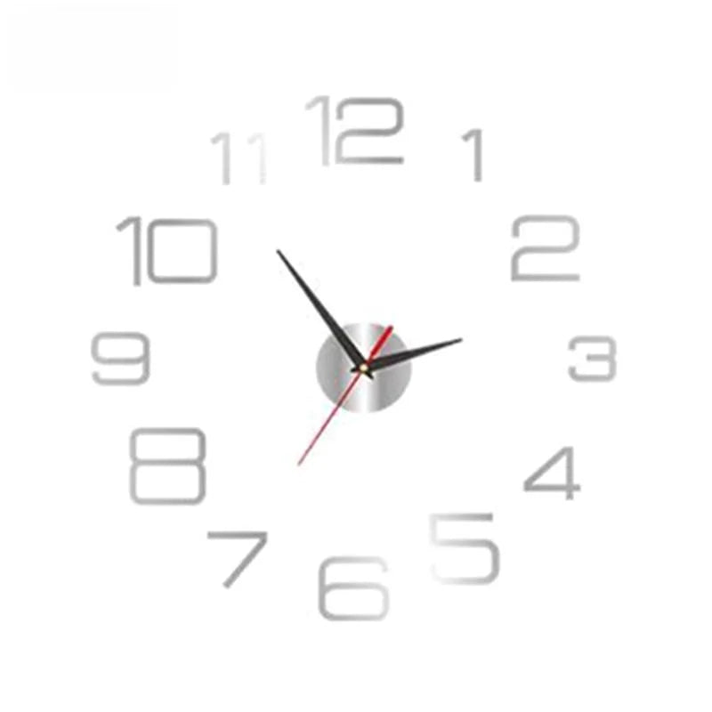 horloge murale 3D lumineuse verte rouge dorée moderne adhésive 50cm 40cm numéros blancs