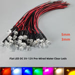 diode led plate transparente pré câblée rouge bleu vert jaune blanc rose uv rgb