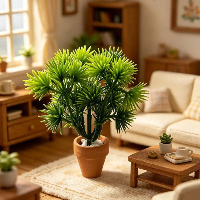 plante artificielle verte pot orange miniature décoration intérieure ornement verture jouet photo accessoire scène