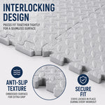 tapis sol mousse eva pouce interlocking gris clair texture ovale moderne pièces