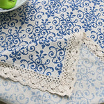nappe table coton broderie fleur bleue blanche classique extérieure mariage festivité
