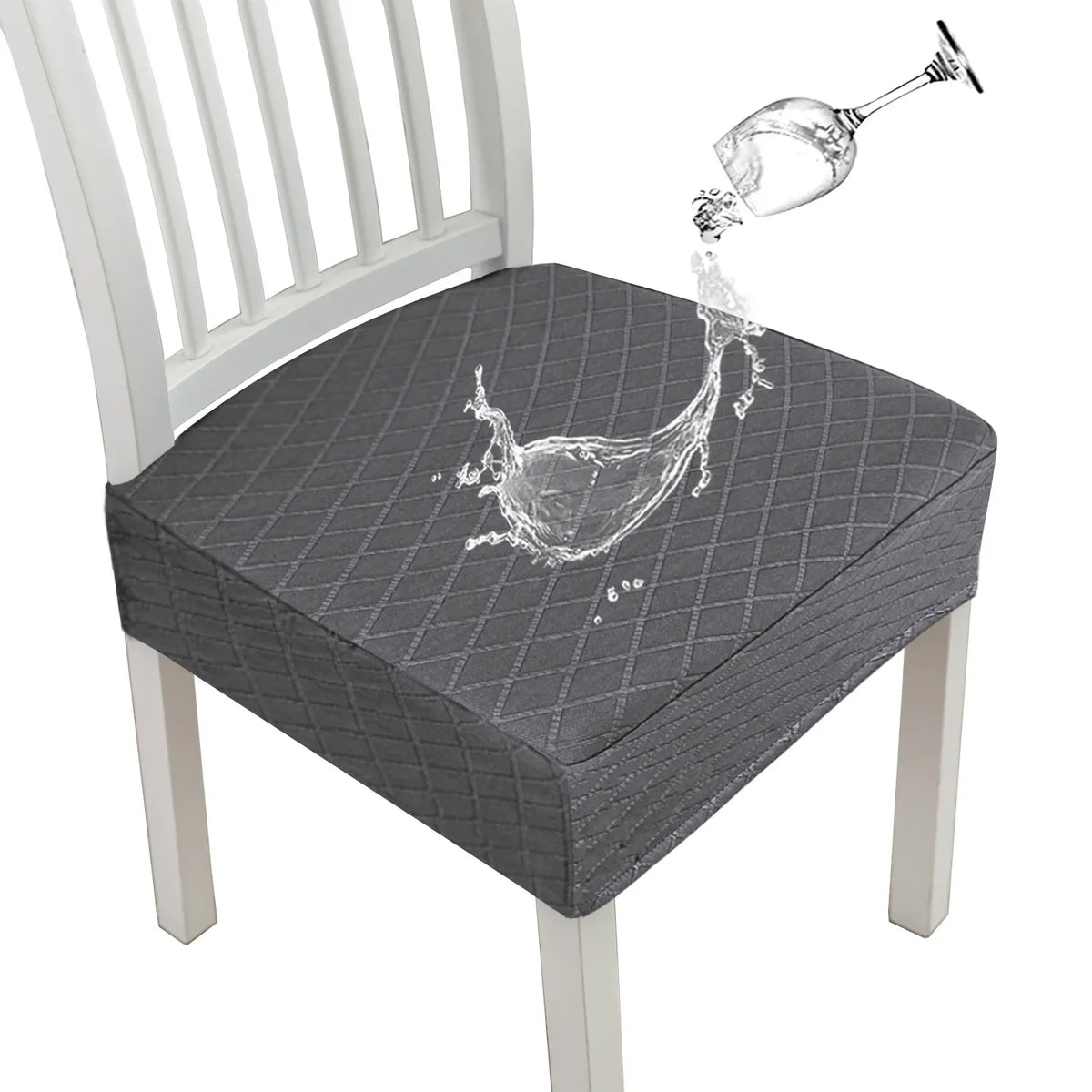 housse chaise gris quiltée moderne élastique polyéthylène usage extérieur intérieur
