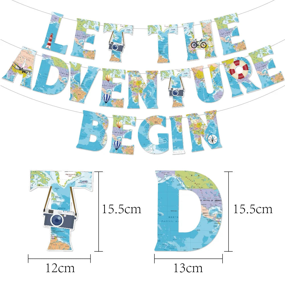 décoration fête voyage avion valise boussole globe lettres toppers cupcakes illustrations aventures