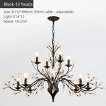 lustre led noir branches cristal contemporain élégant suspendu salon chambre