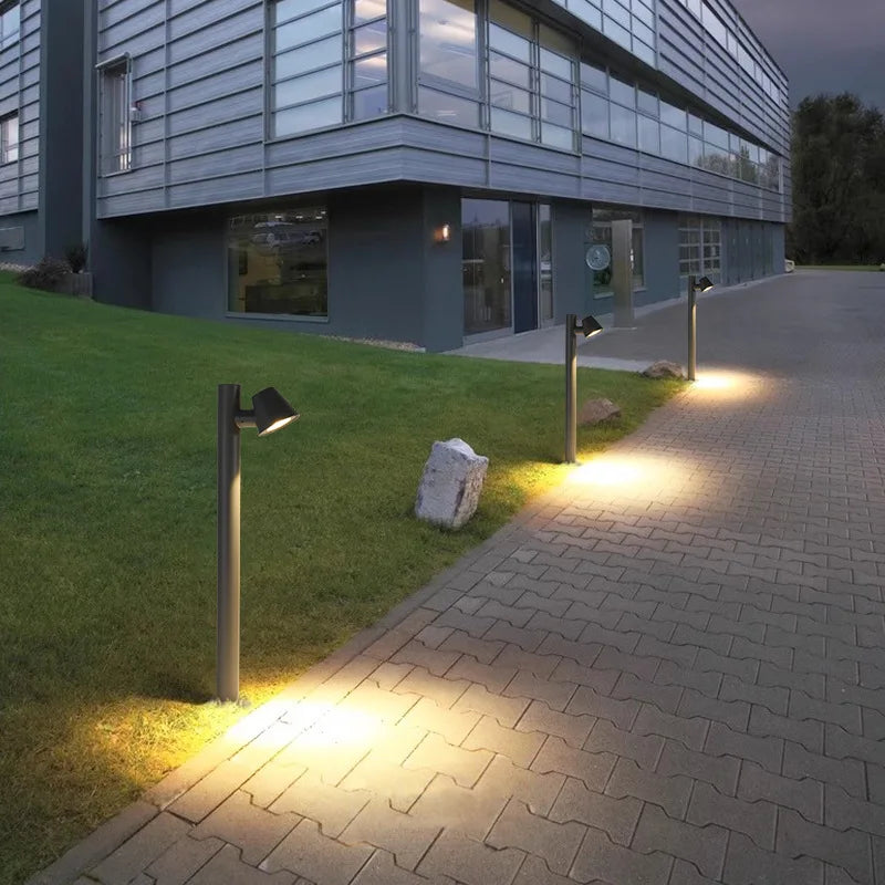 lampe sol moderne industrielle led 7w ip65 aluminium noir fixée plaque