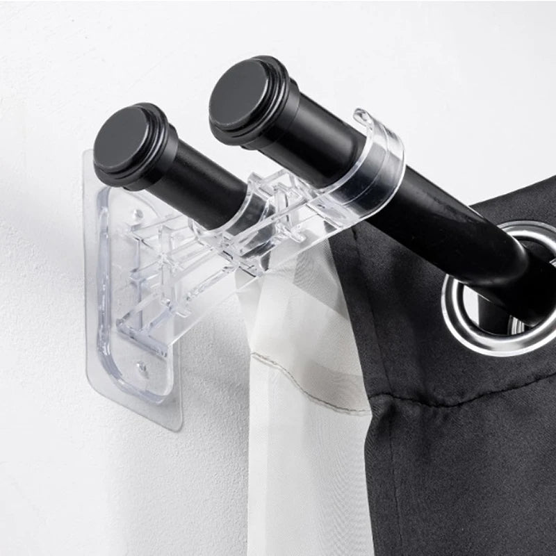 supports tringles rideaux adhésifs transparents modernes double fixation sans perçage tringles adaptatives rideaux