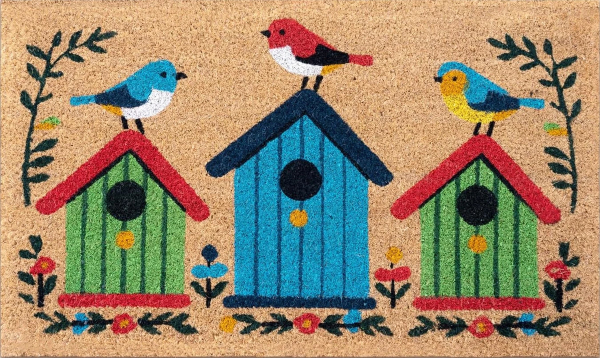 tapis d'entrée moderne motif maison antidérapant couleurs vives rustique printemps été