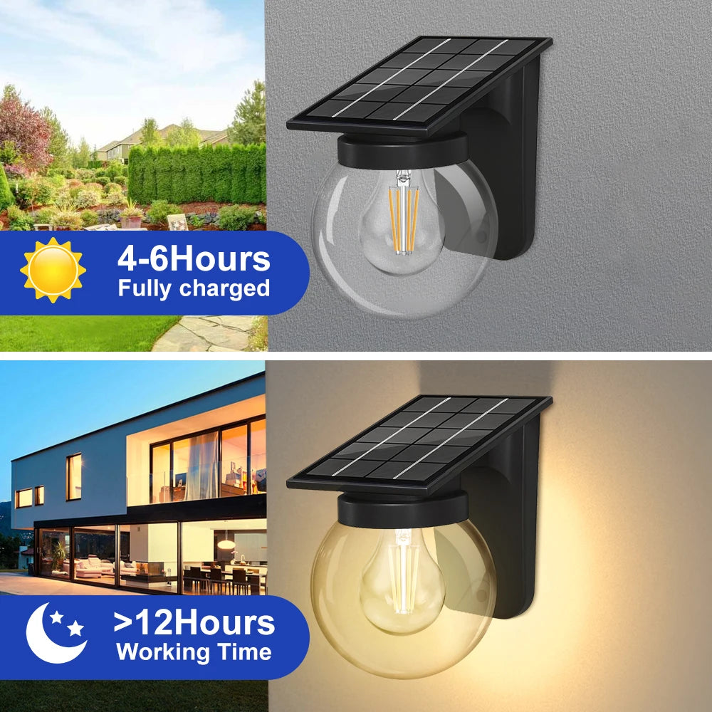 applique murale solaire ip65 led noire contemporaine panneau solaire blanc translucent jardinextérieur