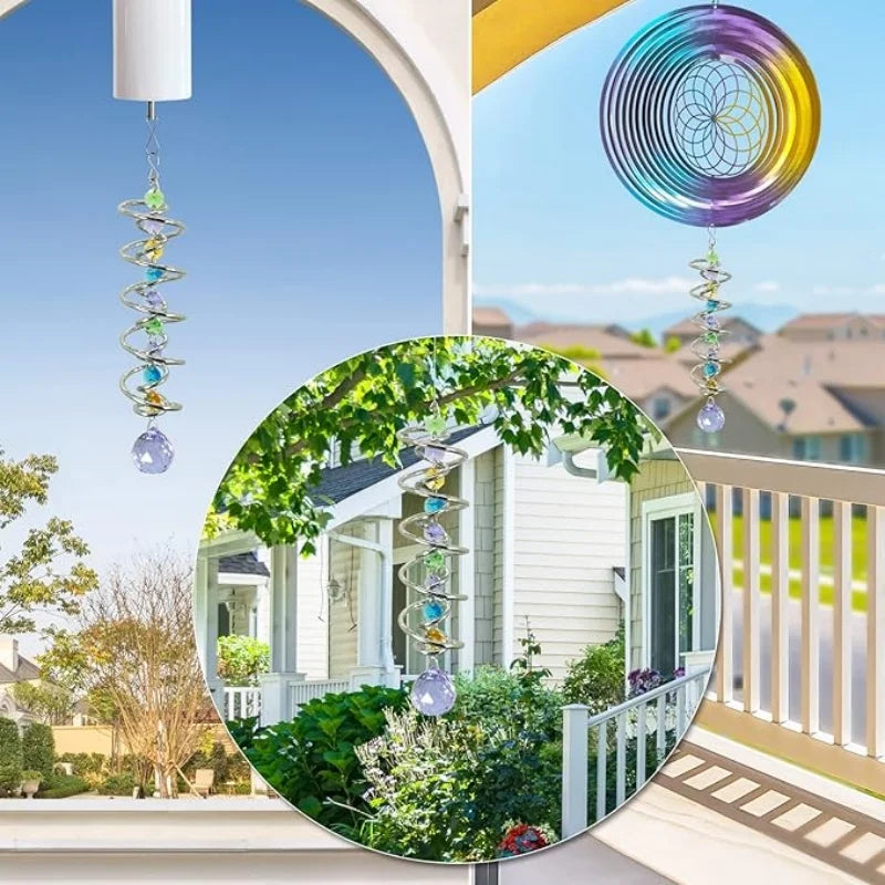 décoration extérieure cristal spirale métallique colorées argent doré moderne fenêtre suncatcher