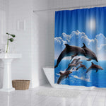 rideau douche dauphins sous marin polyester moderne 12 crochets poisson corail enfant océan bleu
