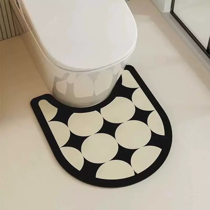 tapis toilette moderne gris beige noir motifs géométriques anti dérapant rapide absorbant