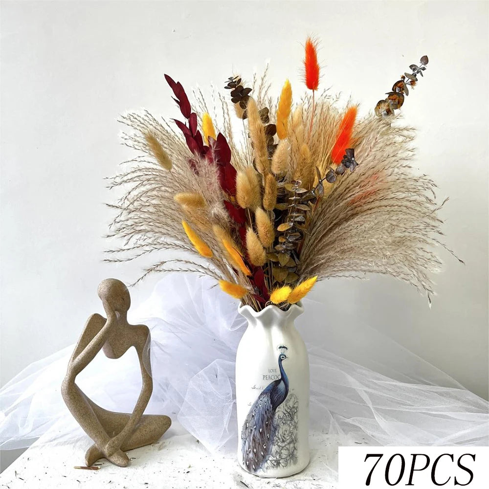 bouquet fleurs séchées orange marron naturel décoration maison anniversaire mariage rustic vintage