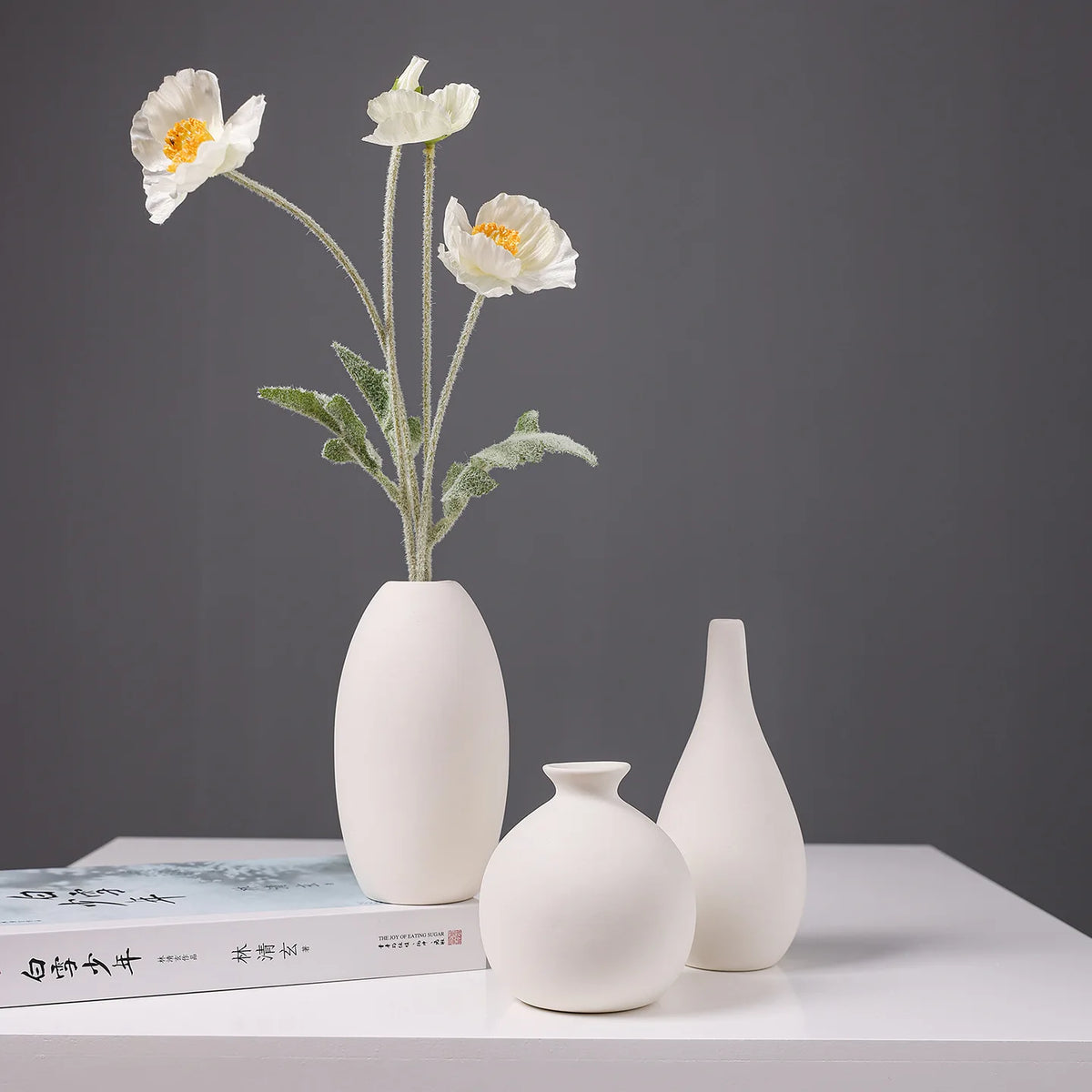 vase porcelaine blanc minimaliste maincrafted xss petite deco fleur séchée