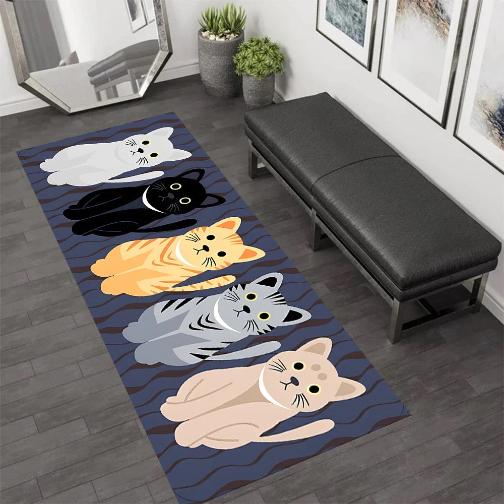 tapis moderne chatons motifs géométriques gris noir blanc orange adhésif extérieur décoration chambre moderne