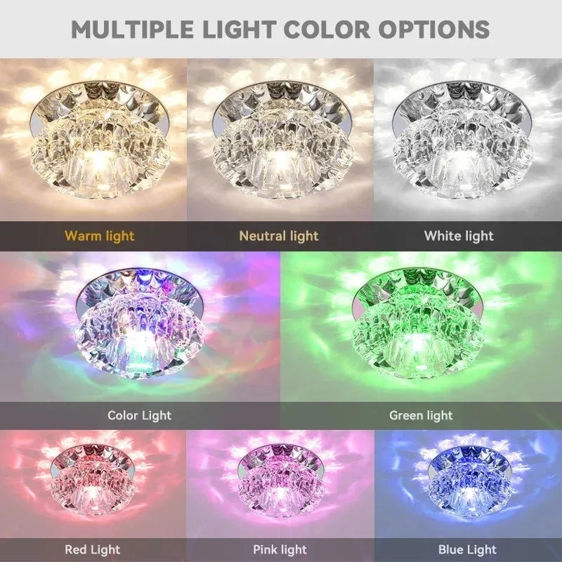 Spot LED moderne cristal transparent clips fixationacier inoxydable led
