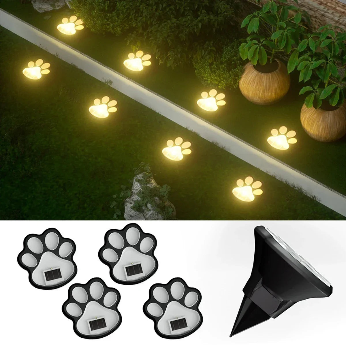 lumière solaire animaux extérieure adhésive led moderne pièces noir blanc imprimé pattes