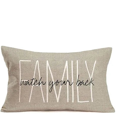 housse coussin décorative moderne lin beige lettres blanches 30x50cm 40x60cm 50x70cm