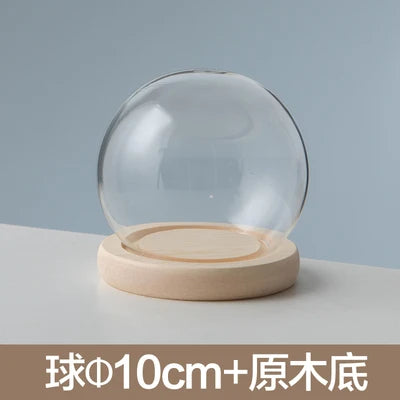 boule verre transparent socle bois décoration d'intérieur moderne objet d'exposition moderne