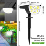 lumière solaire 68 led noire ip65 abs moderne batterie rechargeableextérieur contemporain tringle fixe
