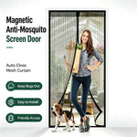 rideau porte anti moustiques magnétique noir maille fine opacité moderne adhésifs clous