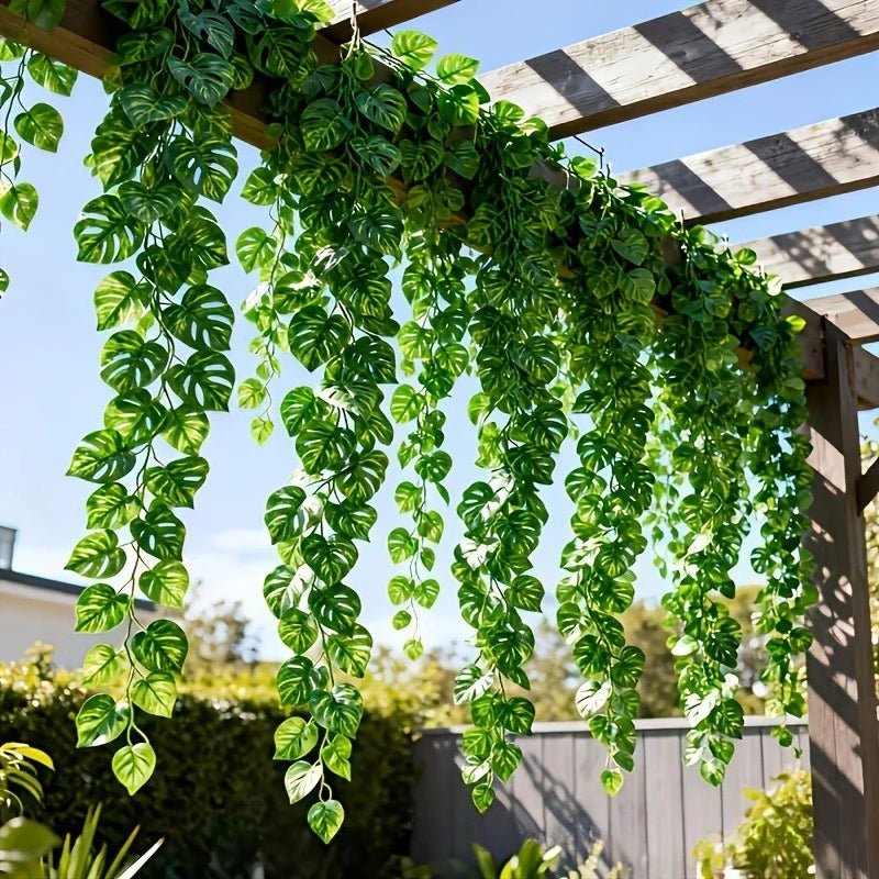 décoration intérieure plante artificielle verte feuilles grandes vigne moderne opaquement sans pot