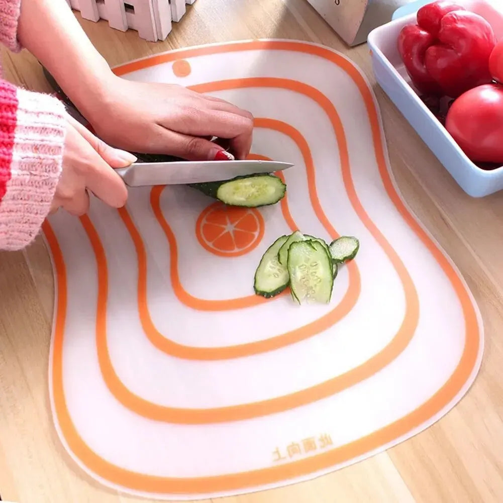 planche découper transparente anti dérapante blanc orange moderne rayures concentriques