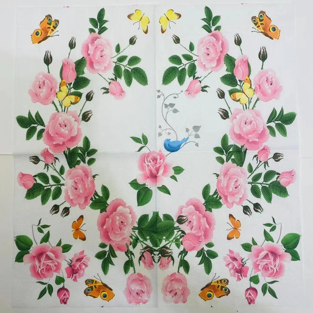 serviettes papier jetables motifs floraux vertes blanches résistantes double couche épaisses modernes événements