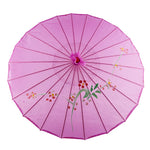parapluie traditionnel artisanal japonais fleurs feuilles peintes main poignée bois rouge orange bleu violet