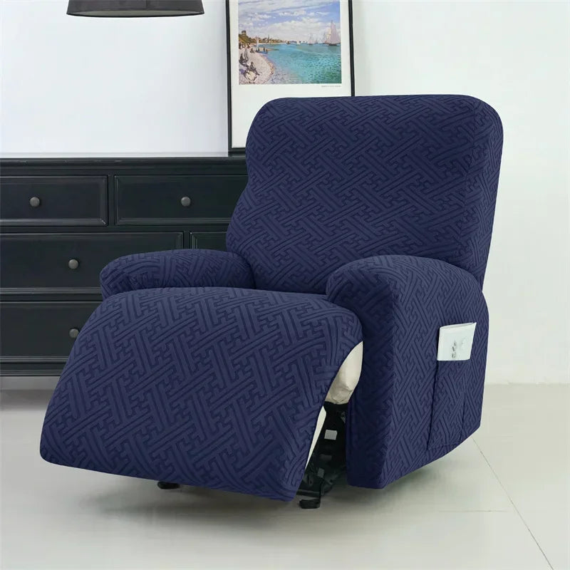 housse canapé inclinable gris jacquard moderne extensible poches fauteuil salon maison