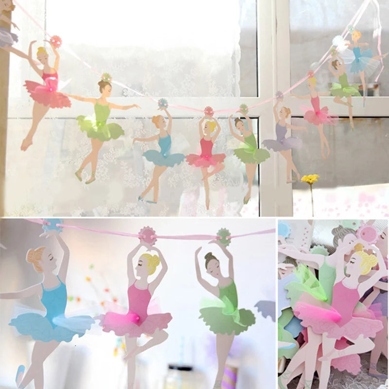 kit decoration anniversaire guirlande lettres poissons danseuses voitures animaux feuilles tropicales triangles colorés