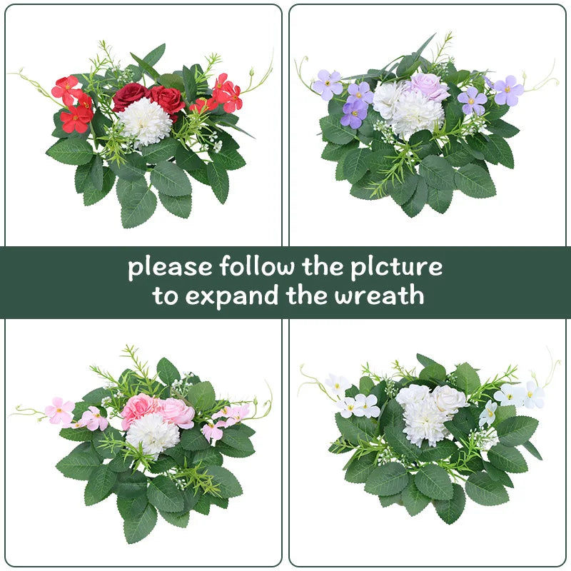 guirlandes florales artificielles couronne mariage décoration intérieure roses chrysanthèmes verte rouge