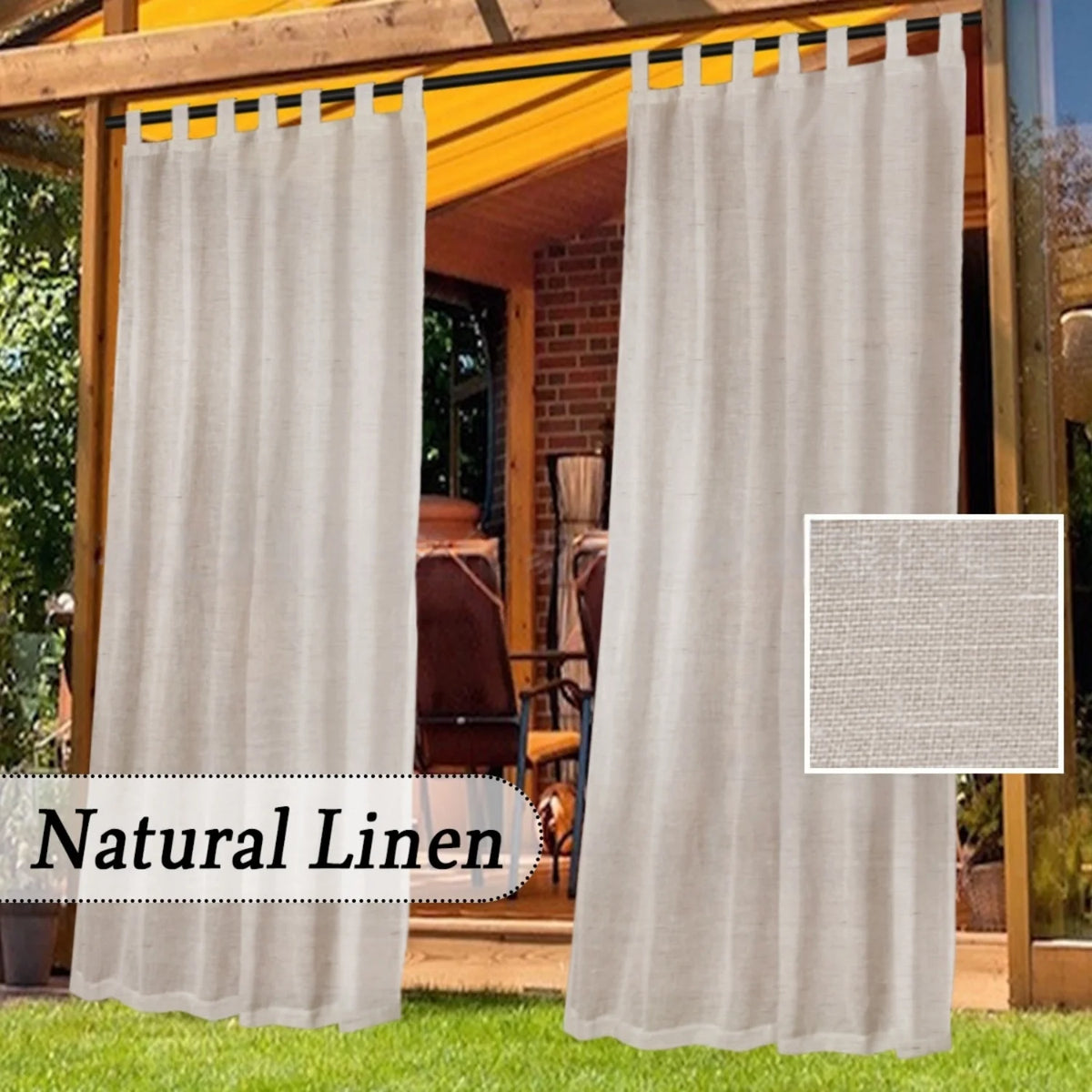 rideaux extérieurs tissu lin blanc semi transparent décontracté patio hospitalité