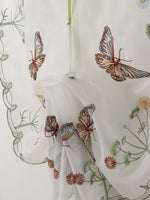 rideau transparent papillons fleurs brodé polyester blanc vert rouge bleu marron 80x130cm 80x160cm