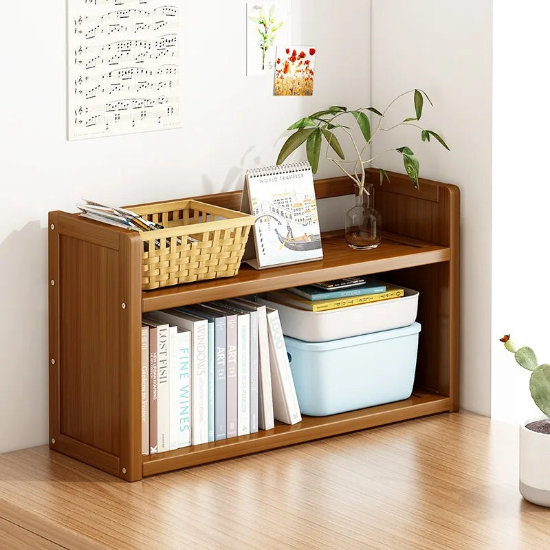 étagère moderne bambou rangement anti poussière vis livres boîtes horloge panier étudiant écologique