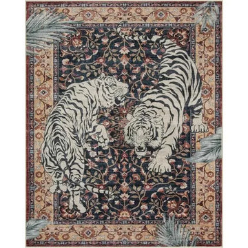 tapis sol intérieur motif tigre fleurs oriental vintage doux antidérapant salon chambre maison