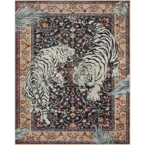 tapis sol intérieur motif tigre fleurs oriental vintage doux antidérapant salon chambre maison