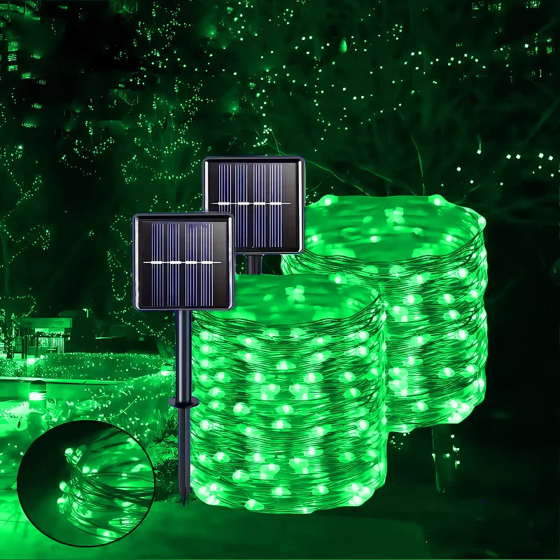 guirlande lumineuse solaire extérieure jardin led vertes étanche décoration fête patio noël