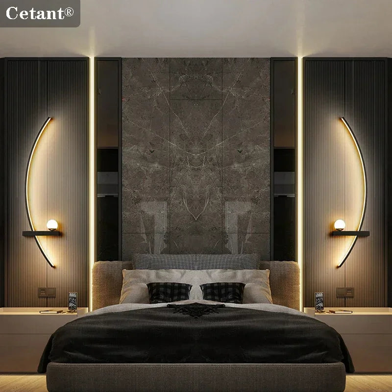 applique murale led moderne noire 55cm 105cm lampe led minimaliste chambre salon