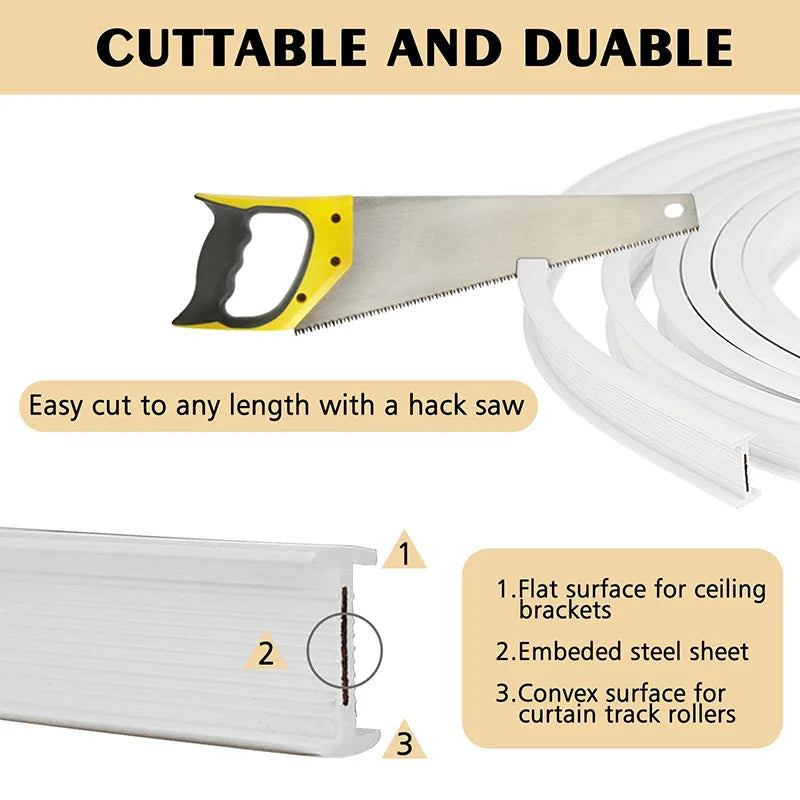 rail rideau auto adhésif blanc flexible fenêtre moderne clips accessoires