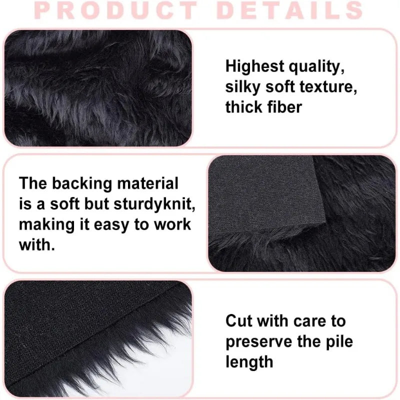 tapis noir fourrure peluche épais moderne doux bricolage couture tissu polyester antimicrobien contrôle odeurs