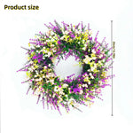 couronne florale artificielle violette blanche verte décoration extérieure mariage fête prénuptiale rustique naturel