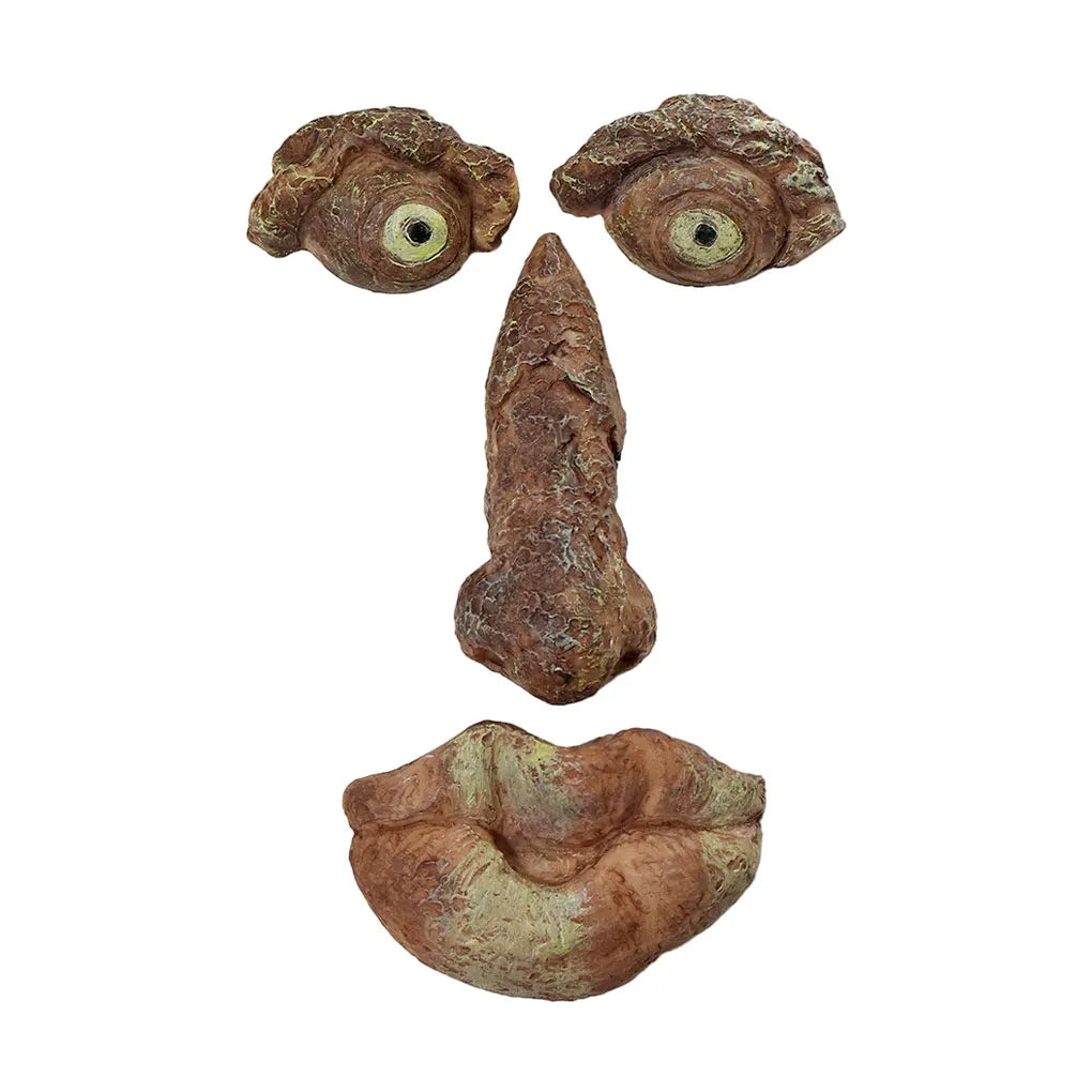 masque arbre résine yeux plastique moustache barbe artisanal jardin décoration pastorale naturelle