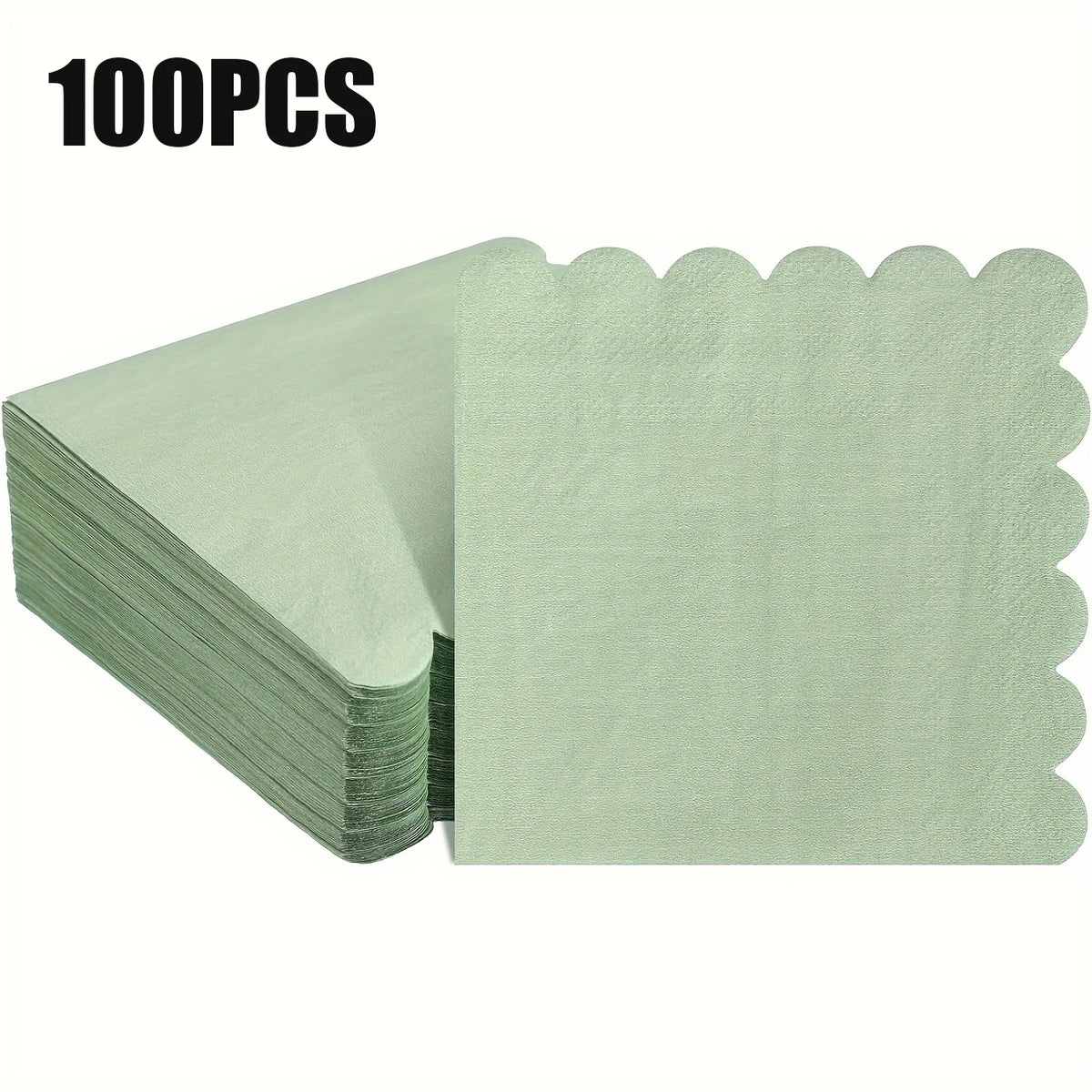 serviettes papier vert pastel ondulées festives table mariage 100 pièces 25x25cm