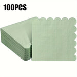 serviettes papier vert pastel ondulées festives table mariage 100 pièces 25x25cm