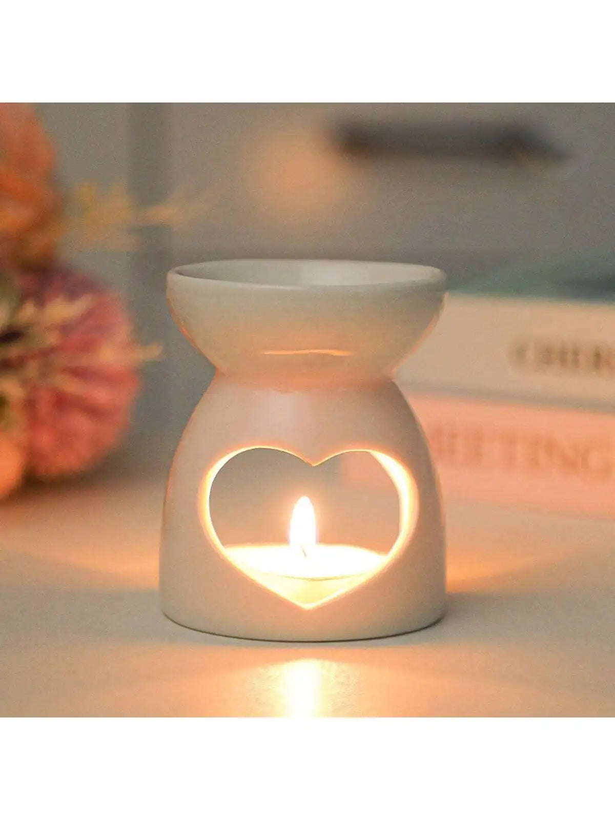 diffuseur huiles parfumées céramique blanc coeurs fleurs love moderne aromathérapie décoration intérieure
