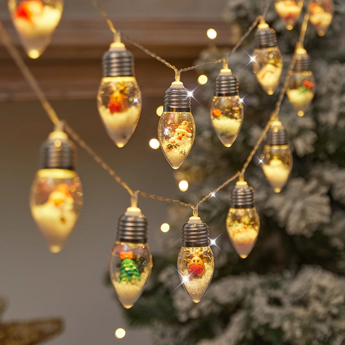 guirlande lumineuse noël transparente motifs décoration pommes pin bonhommes neige arbre vacances festiveextérieurintérieur led
