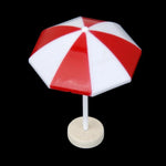 parasols miniatures décorations paysage moderne rouge blanc bleu jaune rayures horizontales tringle base circulaire