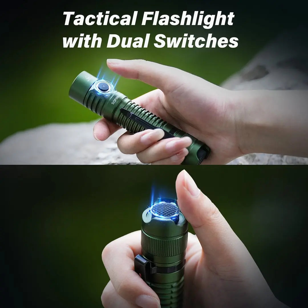 lampe torche tactique led vert noir résistante chocs lumière intense alliage aluminium camping