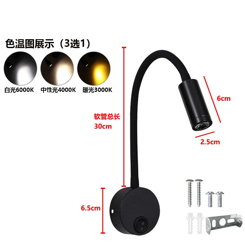 lampe murale led bras articulé tête orientable moderne minimaliste noir blanc argenté doré chambre